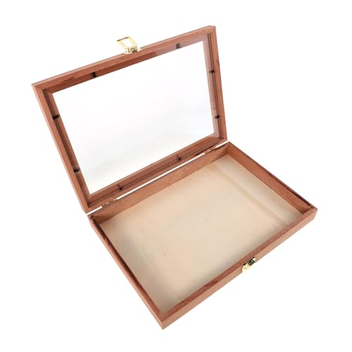 COMNESTBI Box Holzaufbewahrungsbox Probenvitrine Insektenvitrine Insektenprobenvitrine Probenvitrine Rahmen Schattenvitrine Aufbewahrung Von Getrockneten Blumenproben Hellbraun von COMNESTBI