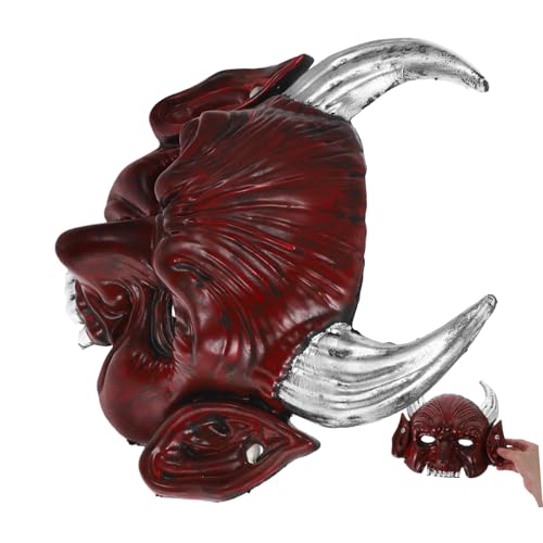 COMNESTBI Dämonenmaske mit Teufelshörnern Halbgesicht Halloween Maske aus Robustem für Gruselige Cosplay Kostümpartys und Spukveranstaltungen Verstellbares Band COMNESTBI Dämonenmaske mit Teufelshörnern Halbgesicht Halloween Maske aus Robustem für Gruselige Cosplay Kostümpartys und Spukveranstaltungen Verstellbares Band von COMNESTBI