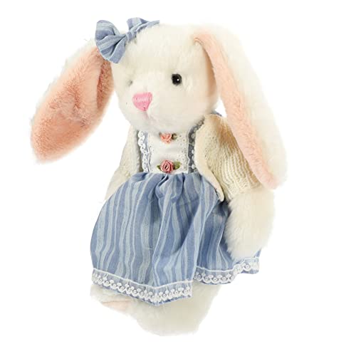 COMNESTBI Kuscheltier Hase Plüschspielzeug Niedliches Kaninchen mit Blauer Strickjacke Weiches Stofftier für Kleinkinder und für Freunde von COMNESTBI