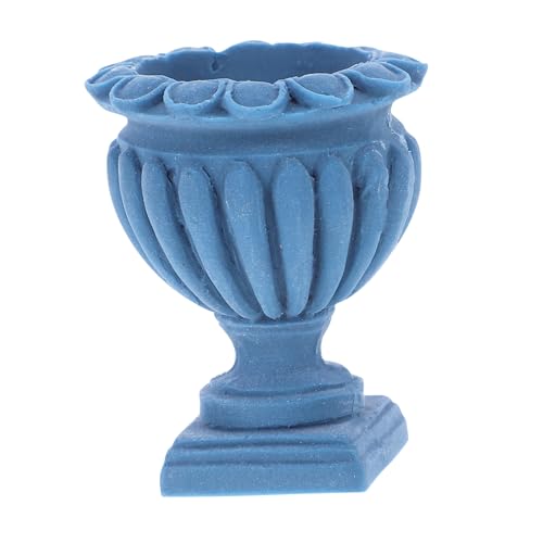 COMNESTBI Mini-Blumentopf mit römischer Säule winzig klein Fälschung puppenhauszubehör Puppenhaus Zubehör Miniatur-Blumentopf- Modell eines Pflanzgefäßes für die Arbeitsplatte Abs Blue von COMNESTBI