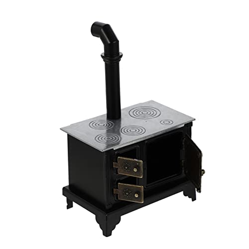 COMNESTBI Mini-Eisenofen Miniatur-Zubehör Mini Möbelmodelle Mini-Möbelornamente Kaminzubehör Simulation von Miniaturmöbeln kleine Puppenstubenmöbel Miniaturhauszubehör Spielhausmöbel Schwarz von COMNESTBI