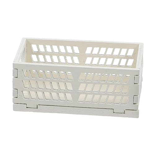 COMNESTBI Mini Körbe holztruhe klein kleine holzbox Box Toy Box zubehör für puppenhaus Miniatur Korb Mini-Körbe-Modell Mikroszenenkörbe Mini-Hausdekoration Mini Möbel hölzern Weiß von COMNESTBI