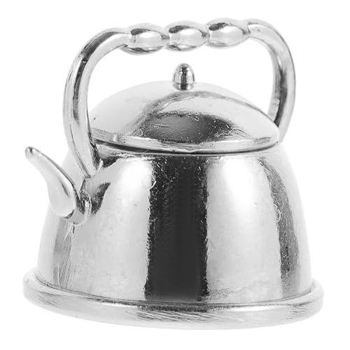 COMNESTBI Mini -Retro - teekessel Retro puppenhaus deko puppenhauszubehör drinnen Mini-Teekessel Party wasserkocher Dekoration Teekessel Ornament Teekessel Herdplatte Metall Silver von COMNESTBI