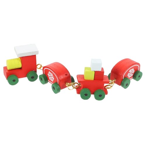 COMNESTBI Minizug Mini-Spielzeugeisenbahn Weihnachtsminiatur Miniatur Weihnachten Dekorationen Puppenhaus-Miniaturen für Miniaturzug Dekoration der Zugszene Wohnkultur Mini-Zug hölzern rot von COMNESTBI