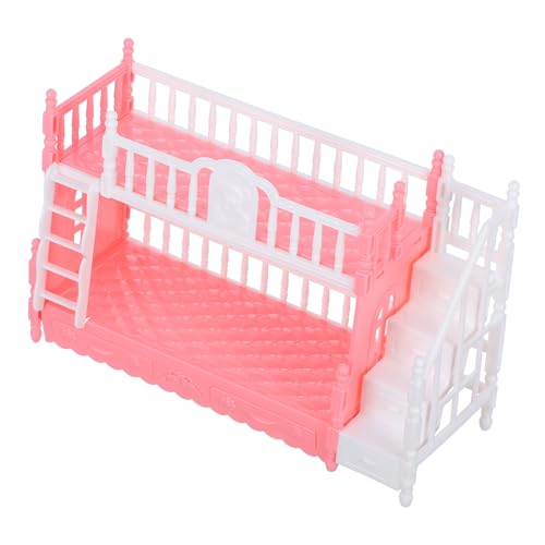 COMNESTBI Prinzessin Puppenbett klein doppelt Puppenhauszubehör unser Koje puppenbett puppenbettchen Puppenhaus Mini-Etagenbett-Requisite Miniatur-Etagenbettmodell Abs Rosa von COMNESTBI