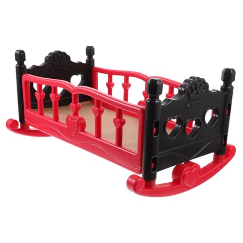 COMNESTBI Puppen-Shaker puppenmöbel Puppenbett Miniaturmöbel Kinderzimmer-Dekoration Spielzeugmöbel Bett für Puppe Puppensachen Modell Einer Puppenkrippe Babypuppen-Krippenmodell Plastik rot von COMNESTBI