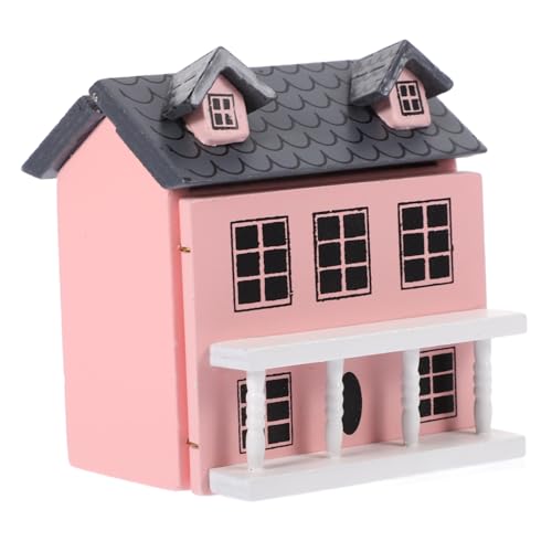 COMNESTBI Puppenhaus-Minimöbel Fenster Miniaturpuppenhaus -Kit Miniaturhäuser Mini- holzhaus Holzmodell Puppenhausdeko puppenmöbel Landschaftsvilla Landschaftsrequisite Birke Rosa von COMNESTBI