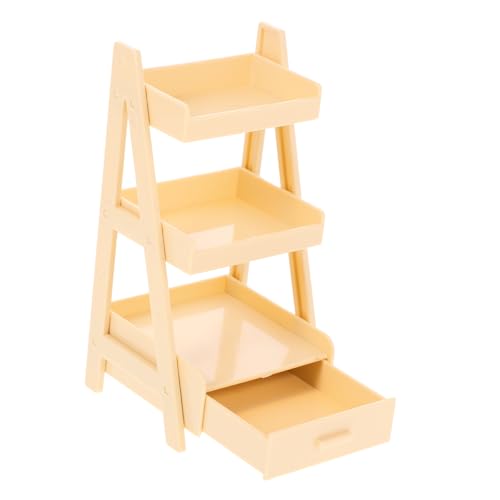 COMNESTBI Puppenhaus-Modell Winzig Steht Mini Lebensecht Anzeige Lagerung Puppenstubenregal Klein Stand Puppenhausmöbel Requisiten Zubehör Für Puppenhausmöbel Abs Beige von COMNESTBI
