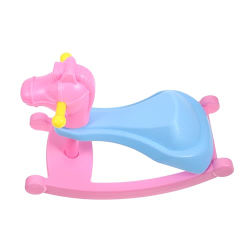 COMNESTBI Puppenzubehör Mini-schaukelpferd-Ornament Puppenhausverzierung Puppenhaus-schaukelpferd Miniatur-schaukelpferd-Modell Puppenhauszubehör Szenenstütze Mini-zubehör Plastik Rosa von COMNESTBI