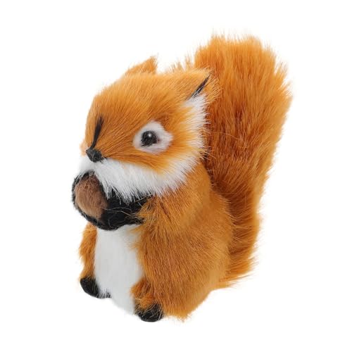 COMNESTBI Stofftiermodell Entzückende Tierfigur lebhaftes pelziges Eichhörnchen Simulation von Kleintieren Kuscheltier realistische Tiere Realistisches Eichhörnchen Kunstpelz Hellbraun von COMNESTBI