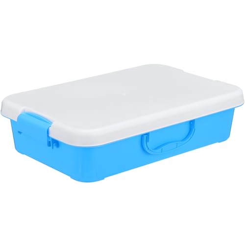 COMNESTBI Tragbare Sandkiste Sandkasten Mit Deckel Klein Gehaltenen Groß Sandkastensand Lagerung Strandkinder Spieltherapie-sandschale Sandtisch Mit Deckel Tragbarer Sinnesbehälter Blue Abs von COMNESTBI