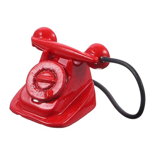COMNESTBI Vintage-mini-Telefon Telefon Mini-puppenhaus-Telefon Miniatur Retro Winzig Realistisch Klein Figur Mini-hausverzierung Min Telefonmöbel Mikrofonmodell Rot Metall von COMNESTBI