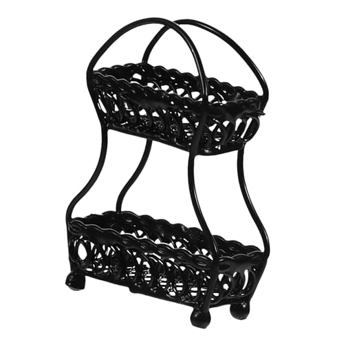 COMNESTBI Zubehör für Puppenhäuser Puppenhaus Obstkorb klein Mini Weidenkorb Mini-Hauskorb Korb-Modell Mini-Korbverzierung Mini-Hausbedarf Miniaturkorb zum Basteln Mini Möbel Metall Black von COMNESTBI