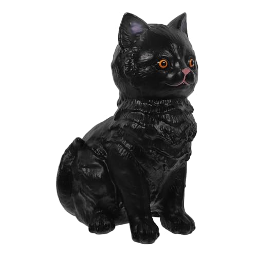 COMNESTBI schwarzes Katzenspielzeug Katzenstatuen-Ornamente Katzensachen Wurf Dekoration Geburtstagsgeschenk für kleine Katzenverzierung Künstliche Katzenfigur weiches Gummi Black von COMNESTBI