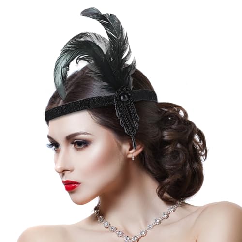 COMNICO 1920s Stirnband Damen Karneval Gatsby Kostüm Accessoires Halloween-Kostüm 2 Stück 20er Jahre Flapper Feder Haarband Glitzernde Strasssteine Haar-Accessoires Kostüm Abschlussball Dekoration COMNICO 1920s Stirnband Damen Karneval Gatsby Kostüm Accessoires Halloween-Kostüm 2 Stück 20er Jahre Flapper Feder Haarband Glitzernde Strasssteine Haar-Accessoires Kostüm Abschlussball Dekoration von COMNICO