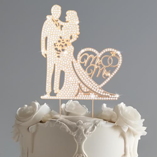 COMNICO Cake Topper Hochzeit Torten Topper aus Metall, Mr & Mrs Deko Torte Tortendeko Strasssteine, Jahrestagsparty Brautparty Verlobung Hochzeitstorte Dekorationszubehör COMNICO Cake Topper Hochzeit Torten Topper aus Metall, Mr & Mrs Deko Torte Tortendeko Strasssteine, Jahrestagsparty Brautparty Verlobung Hochzeitstorte Dekorationszubehör von COMNICO