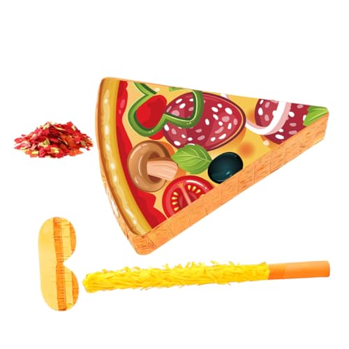COMPUKAS 1 Set Pizza Piñata Partygeschenk Augenbinde Und Konfetti Geburtstagsparty Dekoration Zum Thema Essen Für Geburtstags Und Babyparty Vorräte von COMPUKAS