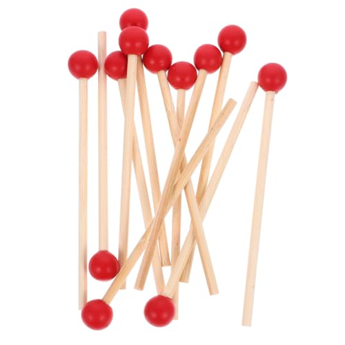 COMPUKAS 12 Stück Hölzerner Klavierhammer Kleinkind trommelstöcke Spielzeughammer Perkussion kinderinstrumente musikinstrumente trommelstöcke aus Holz Bambus rot von COMPUKAS