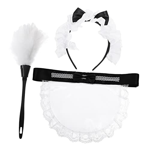 COMPUKAS 1satz Maid Cosplay Kostüm Mit Schürze Haarband Und Putzutensilien Für Halloween Karneval Und Rollenspiele Teiliges Damen-outfit Für Unvergessliche Auftritte von COMPUKAS