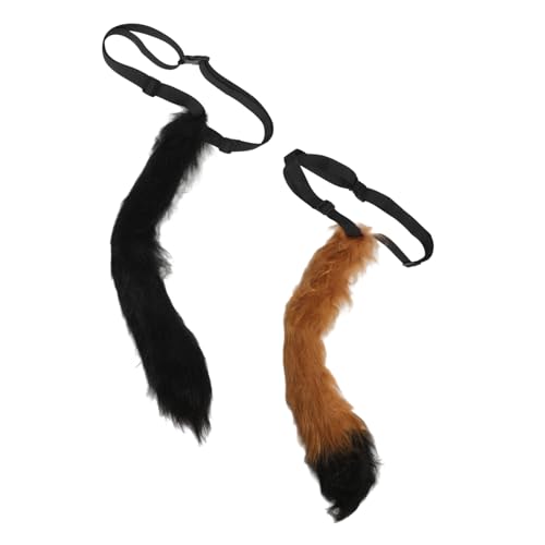 COMPUKAS 2Stücke Fuchsschwanz Cosplay Kostüm Verstellbarer Plüschschwanz für Halloween Karneval Tierverkleidungen Weicher Kunstpelz für Fuchs Wolf Katzendress Up COMPUKAS 2Stücke Fuchsschwanz Cosplay Kostüm Verstellbarer Plüschschwanz für Halloween Karneval Tierverkleidungen Weicher Kunstpelz für Fuchs Wolf Katzendress Up von COMPUKAS
