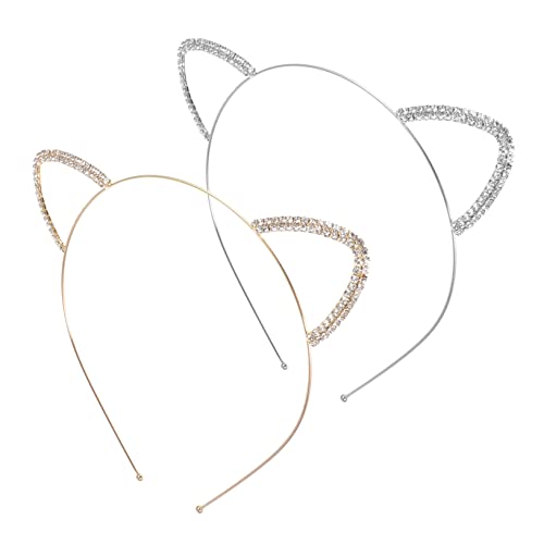 COMPUKAS 2Stücke Katzenohren Haarband Glitzerndes Cosplay Headwear für Erwachsene Metall Haaraccessoire für Festivals Partys und Besondere Anlässe von COMPUKAS