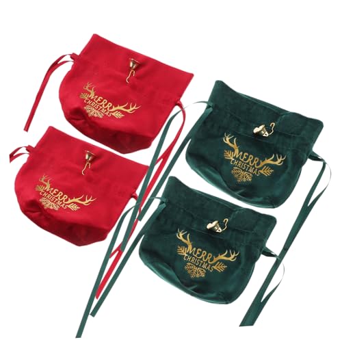 COMPUKAS 4 Stück Apfeltasche Samt Beutel Für Weihnachtsgeschenke Beutel Zum Verpacken Mit Kordelzug Frohe Weihnachten-leckerli-beutel Weihnachts-geburtstagsbeutel Weihnachtstasche Stoff von COMPUKAS