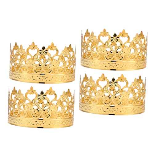 COMPUKAS 4 Stück Kuchendekoration backen Geburtstag Krone Tortenaufsatz Tiara-Kuchen-Deckel Prinz kuchen dekoration goldene krone Mini-Kronen elegante Hochzeitstortenaufsätze Eisenblech von COMPUKAS