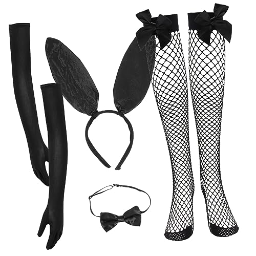 COMPUKAS Kostüm Set mit Kaninchenohren Haarreif Handschuhen Fliege und Strümpfen für Karneval Cosplay und Partys Süßes Bunny Zubehör für Unvergessliche Auftritte COMPUKAS Kostüm Set mit Kaninchenohren Haarreif Handschuhen Fliege und Strümpfen für Karneval Cosplay und Partys Süßes Bunny Zubehör für Unvergessliche Auftritte von COMPUKAS