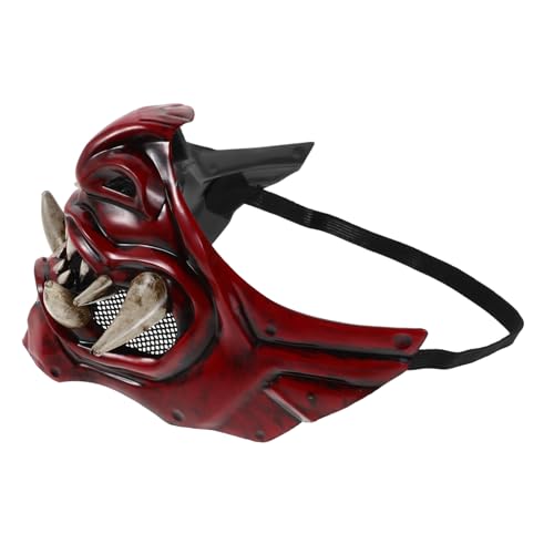 COMPUKAS Samurai Dämonenmaske Japanische Halbgesichts maske für Halloween Atmungsaktiv Leicht Langlebig Cosplay Party Unisex Komfort COMPUKAS Samurai Dämonenmaske Japanische Halbgesichts maske für Halloween Atmungsaktiv Leicht Langlebig Cosplay Party Unisex Komfort von COMPUKAS