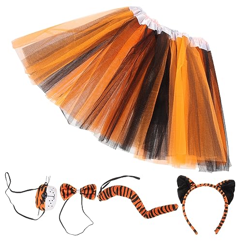 COMPUKAS Tiger Cosplay mit Weichem Plüsch Stirnband mit Tigerohren Schleife und Tüllrock Leichtes Tierkostüm für Halloween Karneval und Faschingsparty COMPUKAS Tiger Cosplay mit Weichem Plüsch Stirnband mit Tigerohren Schleife und Tüllrock Leichtes Tierkostüm für Halloween Karneval und Faschingsparty von COMPUKAS