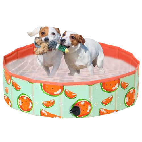 COMSLE Hundepool fur Große Kleine Hunde,80/120/ 160CM Faltbar Hunde Planschbecken, Tragbar & Eco-Friendly PVC Hunde Pool, Wassermelone COMSLE Hundepool fur Große Kleine Hunde,80/120/ 160CM Faltbar Hunde Planschbecken, Tragbar & Eco-Friendly PVC Hunde Pool, Wassermelone von COMSLE