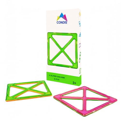 CONDIS Magnetische Bausteine Erweiterungsset X-förmiges Super Quadrat 6 Stück,Magnetbausteine Magnetspielzeug Magnetspiele für Kinder Geschenk ab 3 4 5 6 7 8 Jahre Junge Mädchen CONDIS Magnetische Bausteine Erweiterungsset X-förmiges Super Quadrat 6 Stück,Magnetbausteine Magnetspielzeug Magnetspiele für Kinder Geschenk ab 3 4 5 6 7 8 Jahre Junge Mädchen von CONDIS