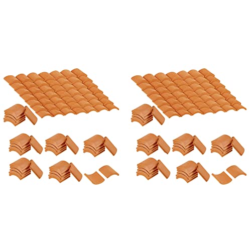 CONFUSE 400-Teiliges Dachziegel-Modellbau-Set Rote Miniatur-Fliesen für DIY-Landschaftsküchengarten-Dekoration von CONFUSE