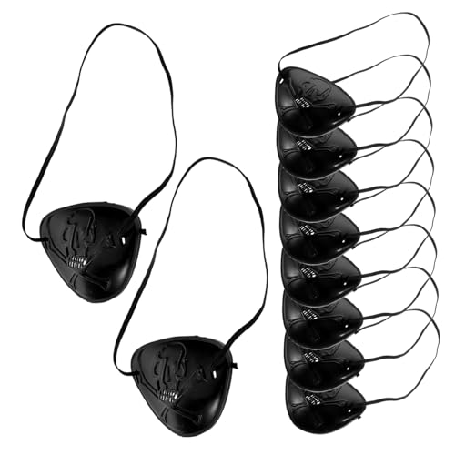 CONGARTENO 10 Stück Piraten Augenklappe Teiliges Set Verstellbare Bequeme Plastik Augenklappen im Schwarzen Skull Design für Erwachsene für Halloween Partys Cosplay und Kostüme CONGARTENO 10 Stück Piraten Augenklappe Teiliges Set Verstellbare Bequeme Plastik Augenklappen im Schwarzen Skull Design für Erwachsene für Halloween Partys Cosplay und Kostüme von CONGARTENO