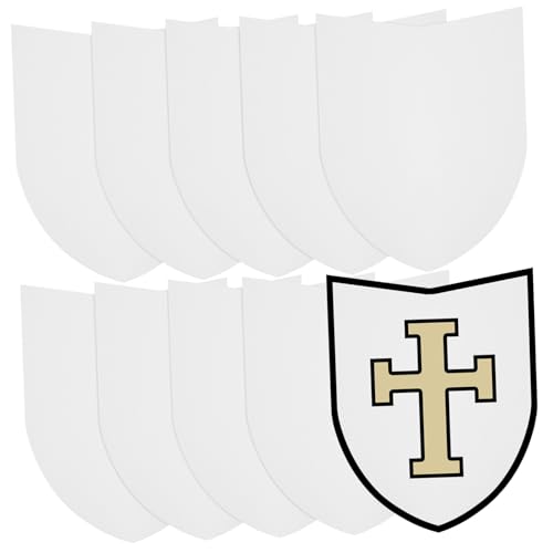 CONGARTENO 10 Stück Teiliges DIY Blanko Schild Stabile Papierschild kostüm Accessoires für Bemalbares Ritter Verkleidungsschild Leicht zu Halten für Rollenspiele und Partys von CONGARTENO