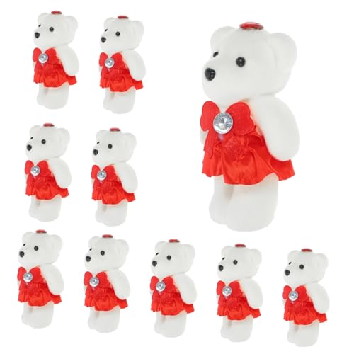 CONGARTENO 10 Stück Teiliges Mini Plüschbären Niedliche Stofftier Dekoration für Hochzeitsauto Weiche Liebevoll Gestaltete Kuschelbären in Leuchtendem Rot für Festliche Anlässe und Raumdeko von CONGARTENO
