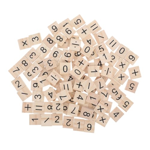 CONGARTENO 100 Stück Mini Holz Zahlen und Symbol Plättchen Kleine Lernfliesen für Vielseitige DIY Mathe Bausteine Zahlenverständnis und Spielerischem Lernen in Kindergarten und Schule von CONGARTENO