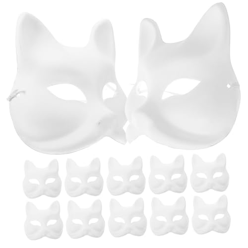 CONGARTENO 12 Stück Teiliges Handbemalte Tiermasken aus Umweltfreundlichem Papier Leichte DIY Masken für Karneval und Cosplay Individuell Bemalbar Komfortabel für Lange von CONGARTENO