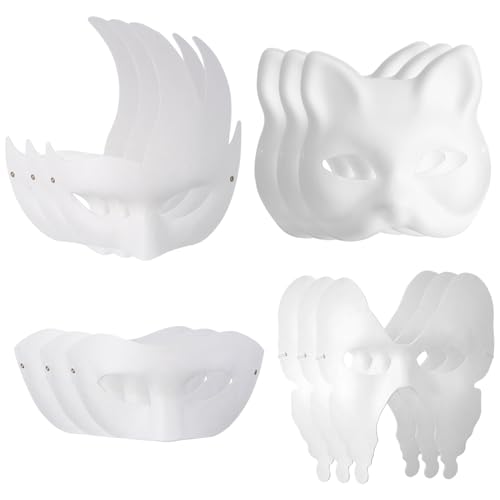 CONGARTENO 12 Stück Teiliges Weiße Papiermasken zum Bemalen Vielseitige Katzen Schmetterlings und Rächer Motive Leichtes Stabiles Material für DIY Maskenball Karneval Halloween CONGARTENO 12 Stück Teiliges Weiße Papiermasken zum Bemalen Vielseitige Katzen Schmetterlings und Rächer Motive Leichtes Stabiles Material für DIY Maskenball Karneval Halloween von CONGARTENO