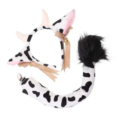 CONGARTENO 1Satz Kuh Kostüm Set Plüsch Haarreif für Cosplay Geburtstagsfeiern Karneval Design Komfortabel Niedliches Kuhmuster von CONGARTENO