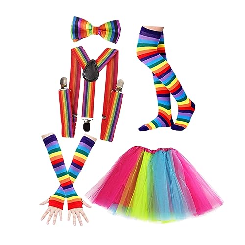 CONGARTENO 1Satz Neonfarbenes Jahre Party Kostüm mit Tutu Regenbogen Handschuhen für Neon Themenpartys Kreative Outfits für Damen Muster CONGARTENO 1Satz Neonfarbenes Jahre Party Kostüm mit Tutu Regenbogen Handschuhen für Neon Themenpartys Kreative Outfits für Damen Muster von CONGARTENO