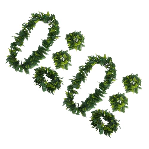 CONGARTENO 2 Sätze Hawaiian Leaf Haarschmuck Armbänder Tropische Zubehör für Hawaii Party Luau Tanzveranstaltungen von CONGARTENO
