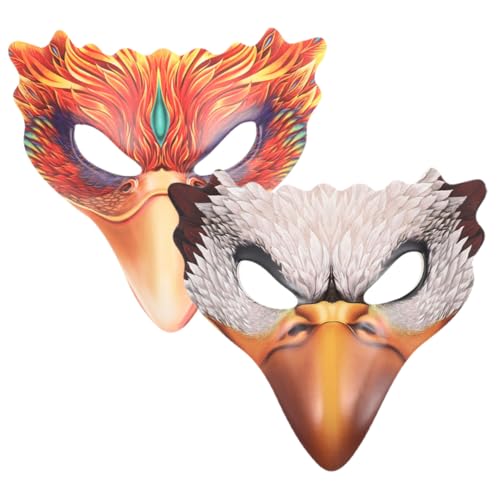 CONGARTENO 2 Stück 2-teiliges wiederverwendbares Tier-Halbmasken-Set mit Vogelmotiv Weiße Greifvogel- und Feuerphoenix-Maske Leichte Halloween Karnevals-Party-Accessoires Bequemes Tragen für von CONGARTENO