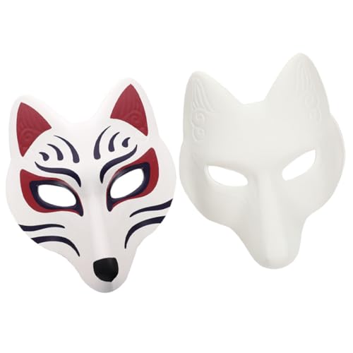 CONGARTENO 2 Stück DIY Blanko Fuchsmaske aus Material Unbemalt zum Bemalen Leichte Faschingsmaske für Teenager und Erwachsene für Halloween Karneval und Maskenball von CONGARTENO