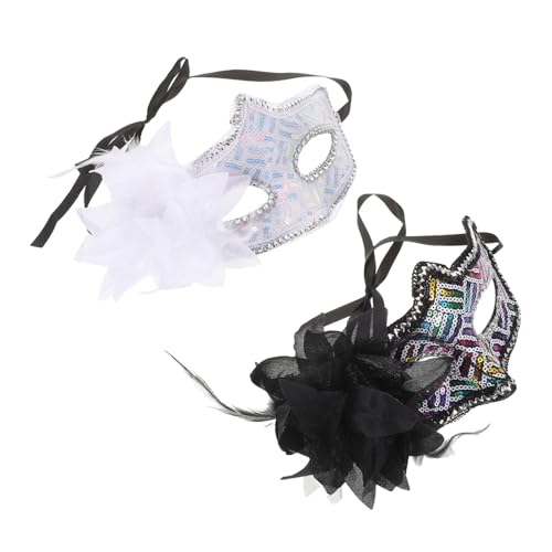 CONGARTENO 2 Stück Halbseitige Damen-masken mit Glitzernden Pailletten und Seitlicher Blütendekoration Leichte und Bequeme Masquerade-gesichtsmasken für Halloween Karneval Hochzeiten und CONGARTENO 2 Stück Halbseitige Damen-masken mit Glitzernden Pailletten und Seitlicher Blütendekoration Leichte und Bequeme Masquerade-gesichtsmasken für Halloween Karneval Hochzeiten und von CONGARTENO