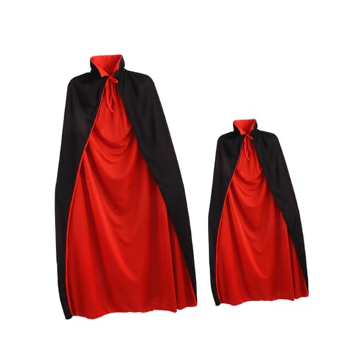 CONGARTENO 2 Stück Halloween Vampir Umhang Doppelter Schwarz Rot für Erwachsene und Modischer Umhang mit Kapuze für Halloween Party Kostüm und Cosplay von CONGARTENO