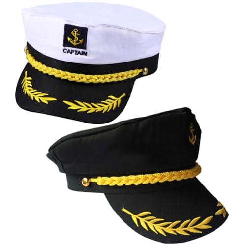 CONGARTENO 2 Stück Kapitänsmütze aus Baumwoll Polyester Verstellbar Leichte Matrosen Hut Partydeko für Damen und Herren für Karneval Kostüm und Outdoor Segeltouren CONGARTENO 2 Stück Kapitänsmütze aus Baumwoll Polyester Verstellbar Leichte Matrosen Hut Partydeko für Damen und Herren für Karneval Kostüm und Outdoor Segeltouren von CONGARTENO