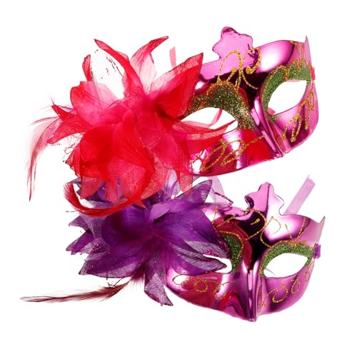 CONGARTENO 2 Stück Masquerade Party Mask mit Seitlicher Blumendekoration Halbe Gesichtsmasken für Karneval Cosplay und Halloween Langlebig Bequem Dekorativ von CONGARTENO