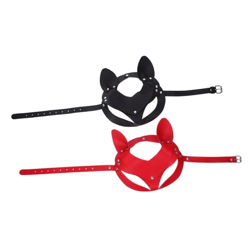 CONGARTENO 2 Stück Punk Pu- Katzenohren-Maske Leichtes Material Auffälliges Design für Halloween Masquerade und Cosplay Schwarz und Rot CONGARTENO 2 Stück Punk Pu- Katzenohren-Maske Leichtes Material Auffälliges Design für Halloween Masquerade und Cosplay Schwarz und Rot von CONGARTENO