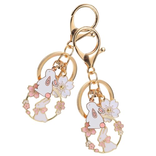 CONGARTENO 2 Stück Schlüsselanhänger Hase Japanische Kirschblüte Zinklegierung Anhänger Süße Taschenanhänger Geschenk für Party Jungen und Mädchen von CONGARTENO